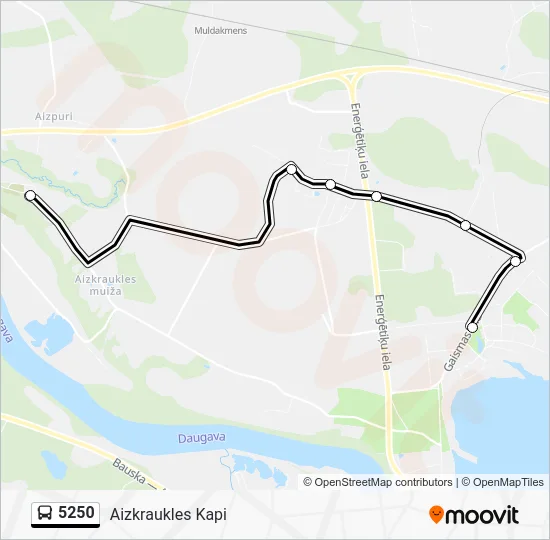 Автобус 5250: карта маршрута