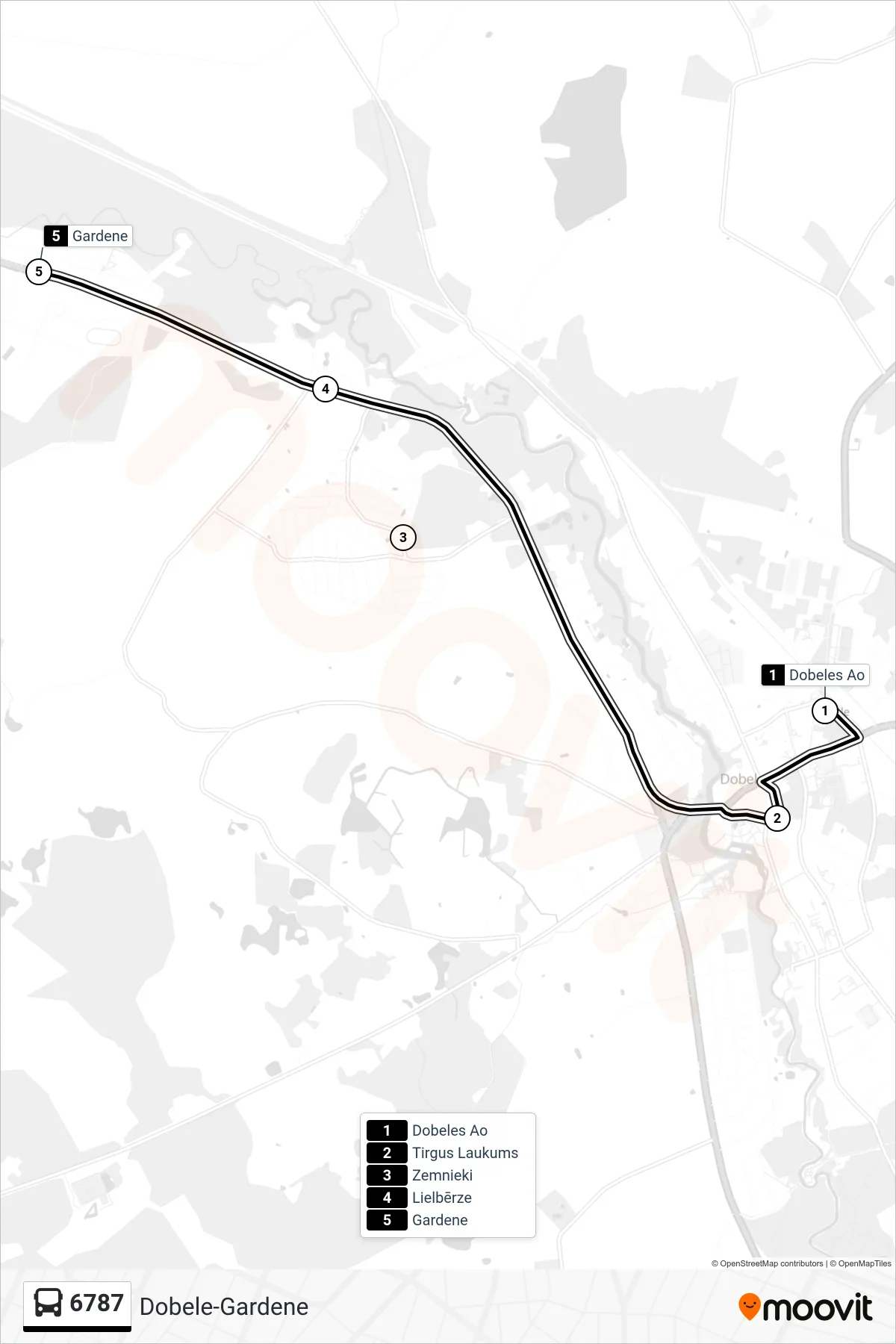 6787 bus Line (Gardene) route and stops on a map