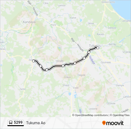 Автобус 5299: карта маршрута