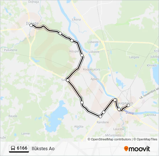 Автобус 6166: карта маршрута