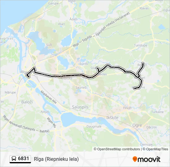 Автобус 6831: карта маршрута