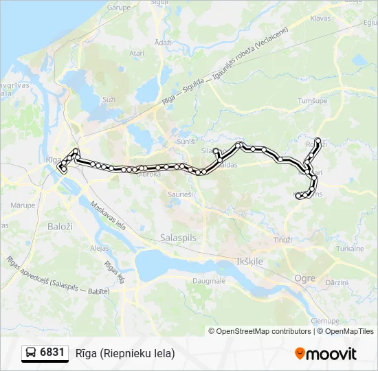 Автобус 6831: карта маршрута