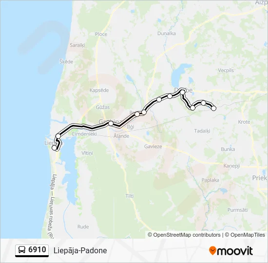 Автобус 6910: карта маршрута