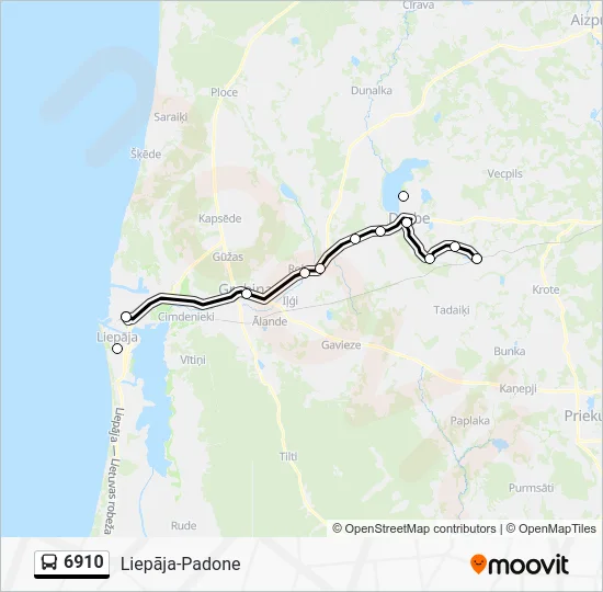Автобус 6910: карта маршрута