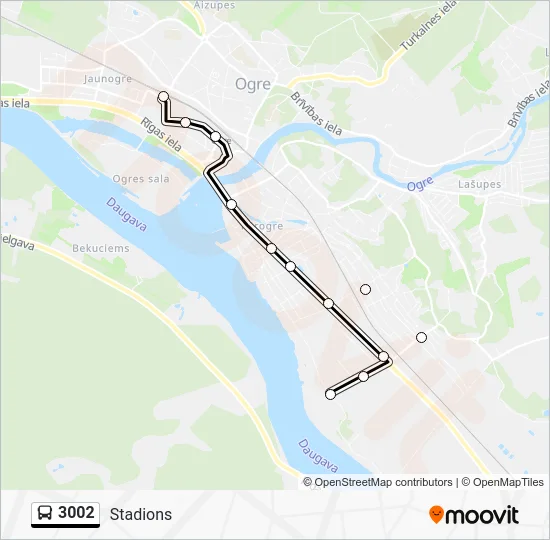 Автобус 3002: карта маршрута