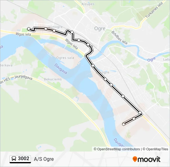 Автобус 3002: карта маршрута