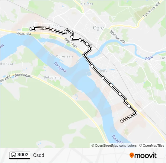 Автобус 3002: карта маршрута