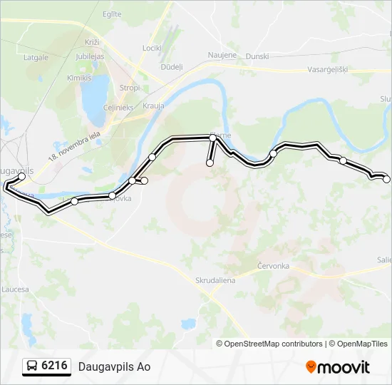 Автобус 6216: карта маршрута