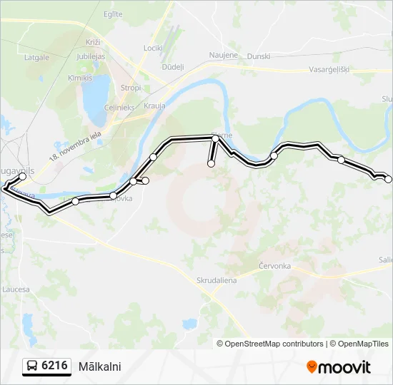 Автобус 6216: карта маршрута