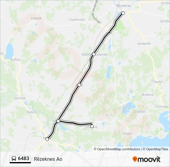 Автобус 6483: карта маршрута
