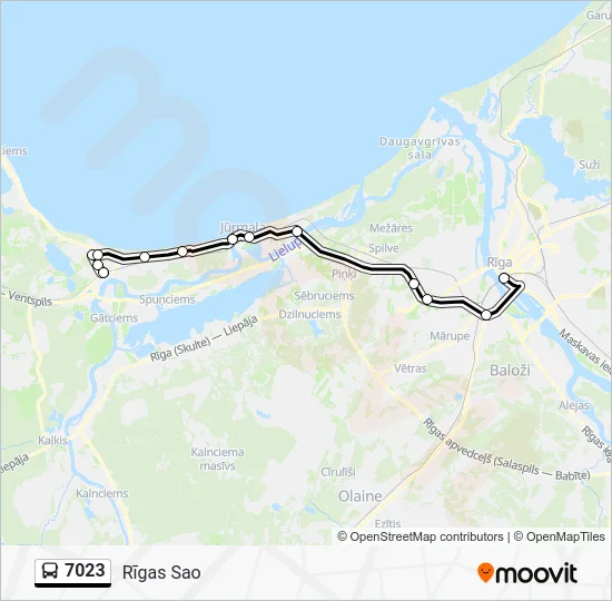 Автобус 7023: карта маршрута