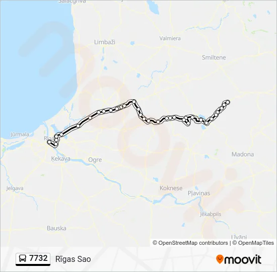 Автобус 7732: карта маршрута