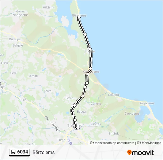 Автобус 6034: карта маршрута