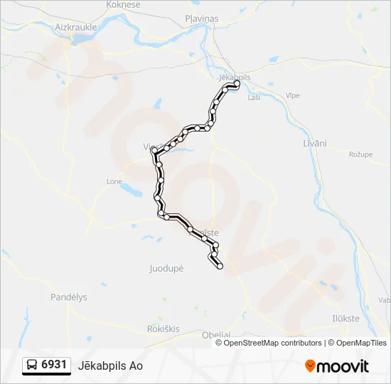 Автобус 6931: карта маршрута