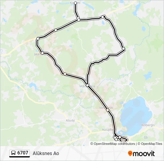 Автобус 6707: карта маршрута