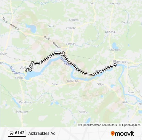 Автобус 6142: карта маршрута