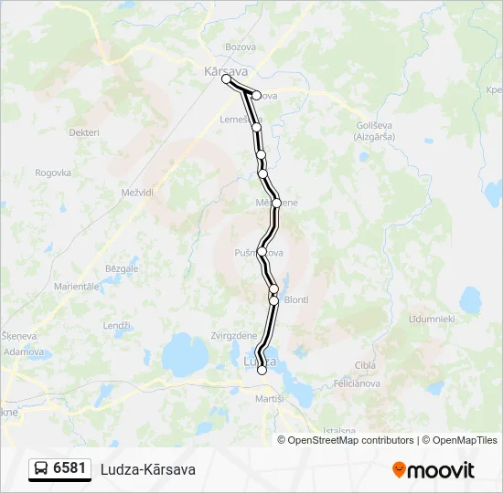 Автобус 6581: карта маршрута