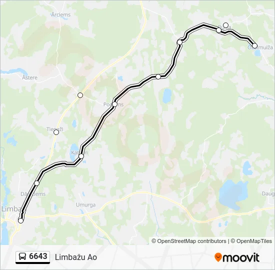 Автобус 6643: карта маршрута