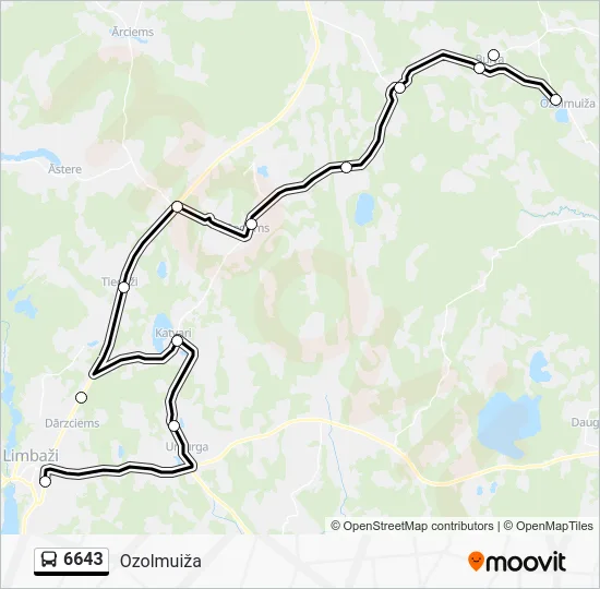 Автобус 6643: карта маршрута