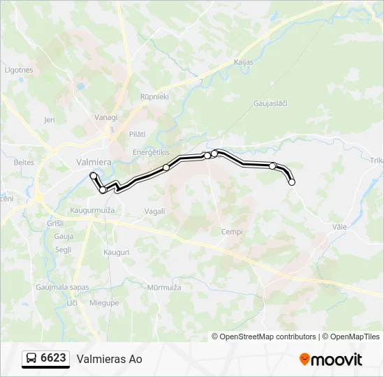 Автобус 6623: карта маршрута