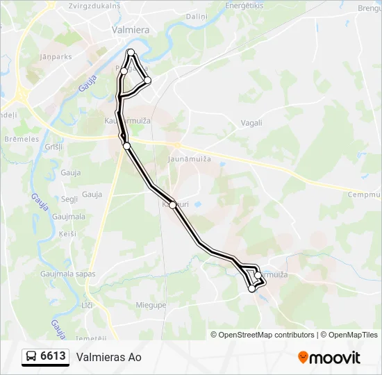Автобус 6613: карта маршрута