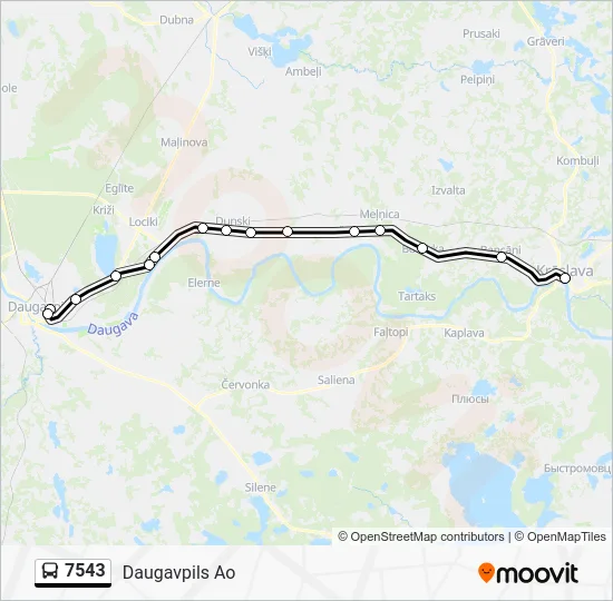 Автобус 7543: карта маршрута