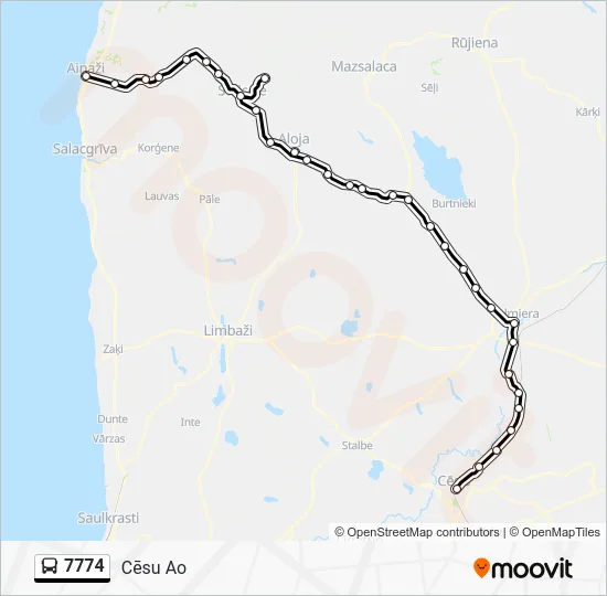 Автобус 7774: карта маршрута