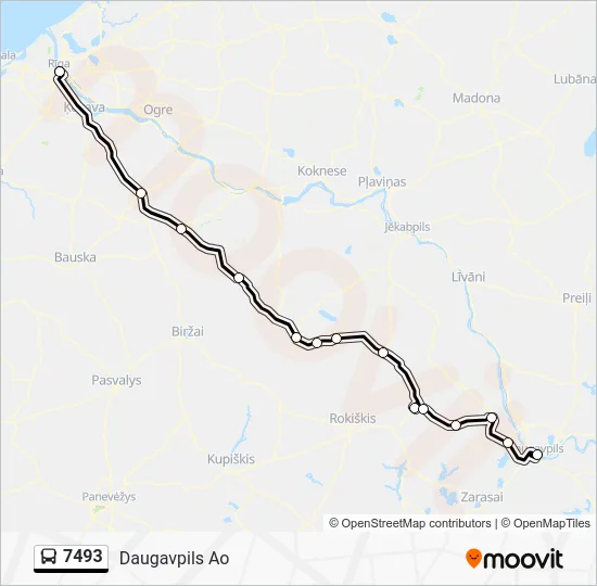 Автобус 7493: карта маршрута