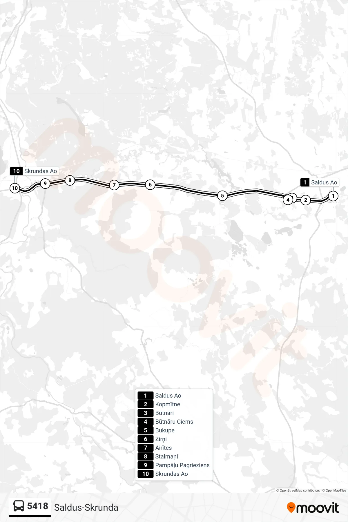 5418 bus Line (Skrundas Ao) route and stops on a map