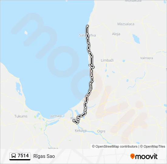 Автобус 7514: карта маршрута