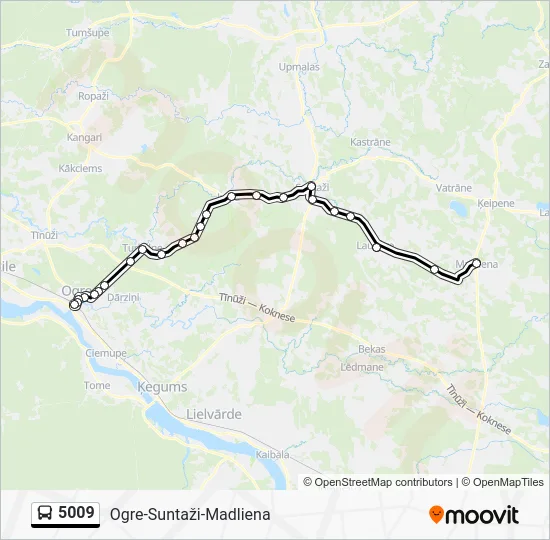 Автобус 5009: карта маршрута