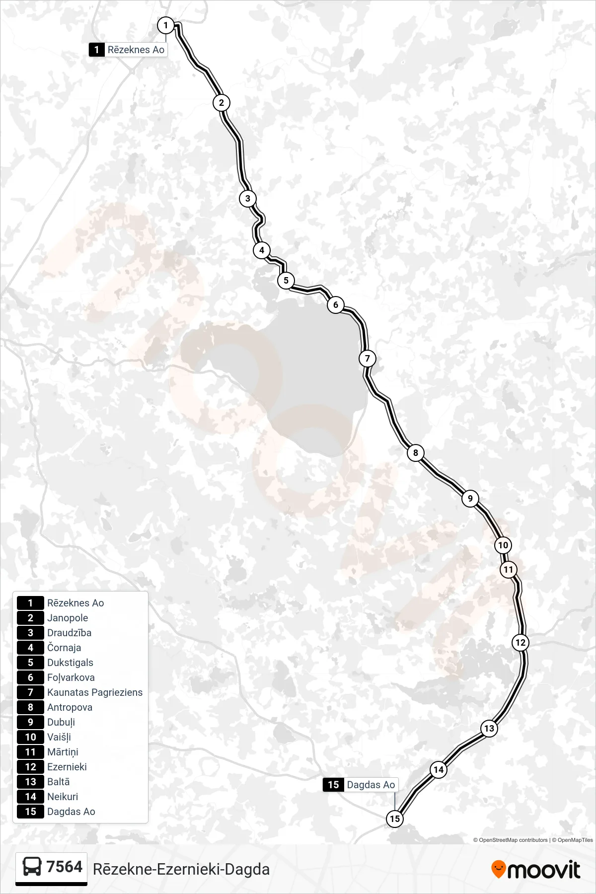 7564 bus Line (Dagdas Ao) route and stops on a map