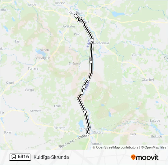 Автобус 6316: карта маршрута