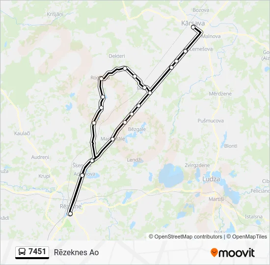 Автобус 7451: карта маршрута