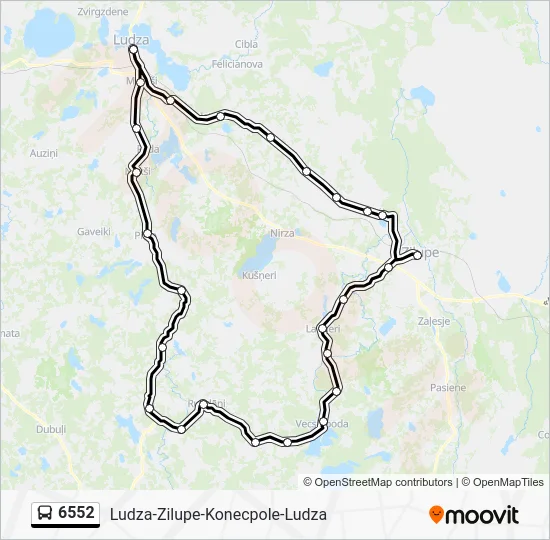 Автобус 6552: карта маршрута