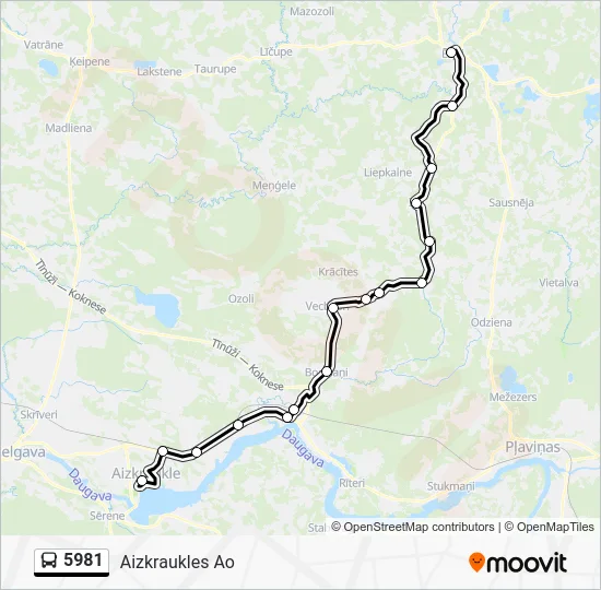 Автобус 5981: карта маршрута