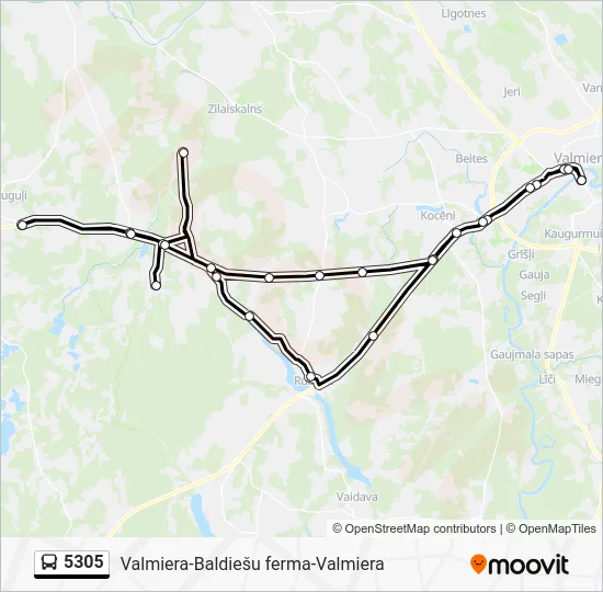 Автобус 5305: карта маршрута
