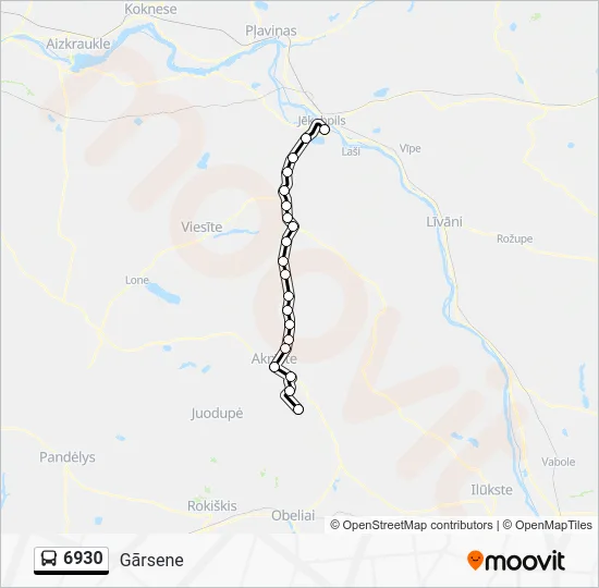 Автобус 6930: карта маршрута