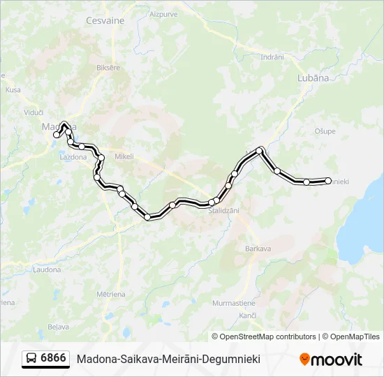 Автобус 6866: карта маршрута