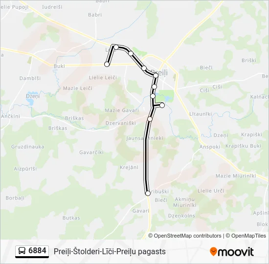 Автобус 6884: карта маршрута