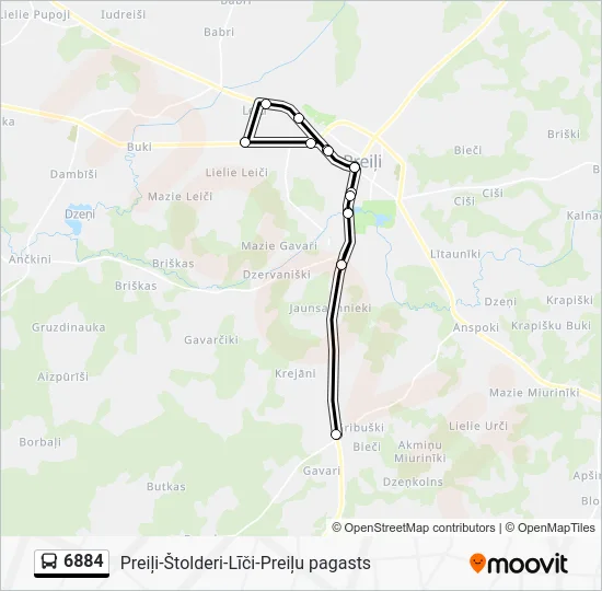 Автобус 6884: карта маршрута