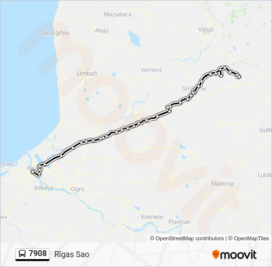 Автобус 7908: карта маршрута