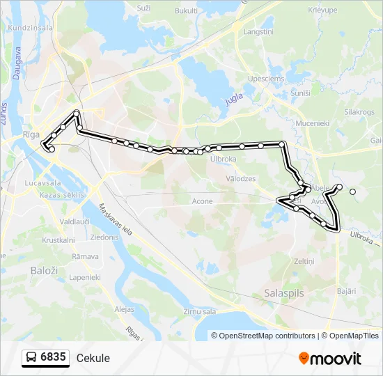 Автобус 6835: карта маршрута