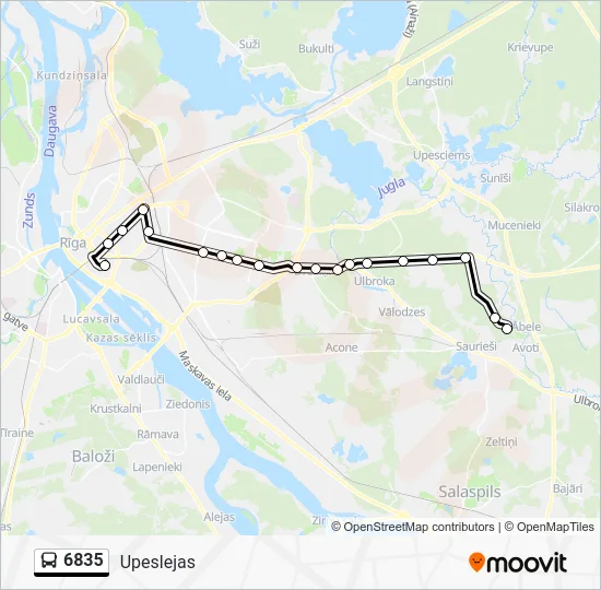 Автобус 6835: карта маршрута