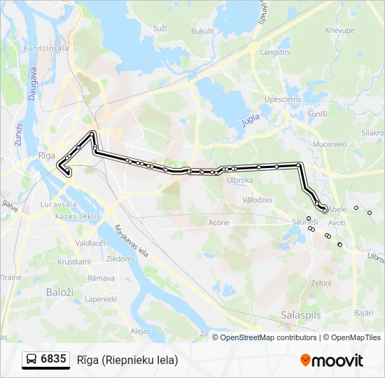 Автобус 6835: карта маршрута