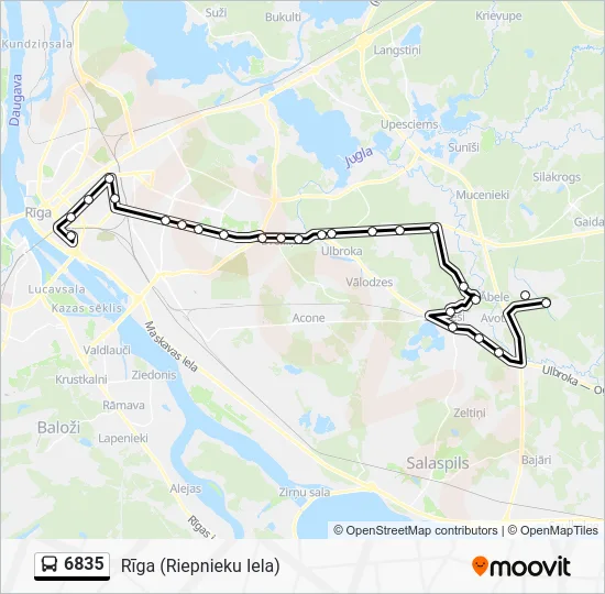 Автобус 6835: карта маршрута