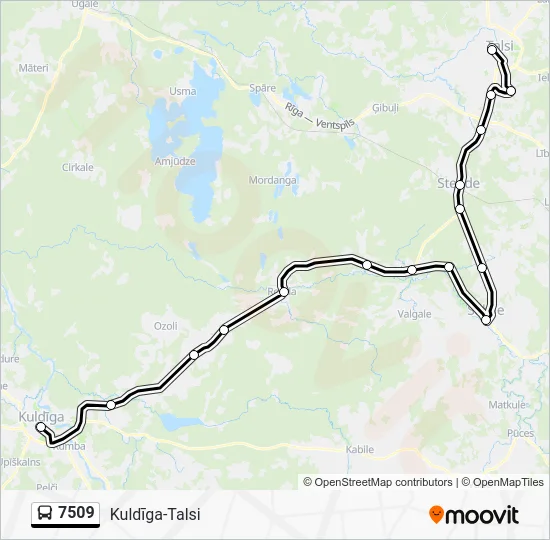 Автобус 7509: карта маршрута