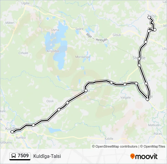 Автобус 7509: карта маршрута