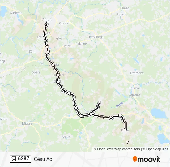 Автобус 6287: карта маршрута