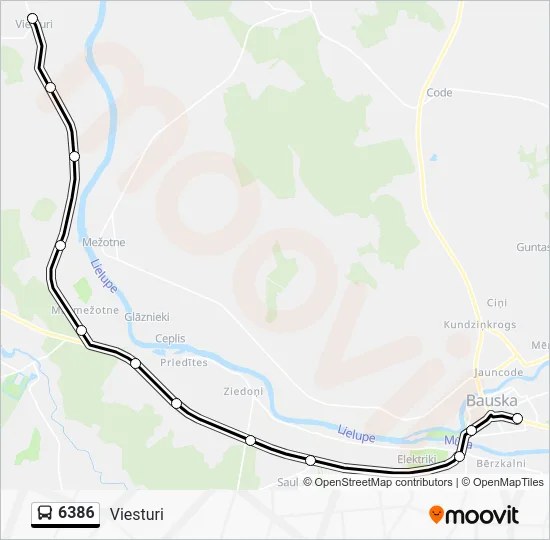 Автобус 6386: карта маршрута